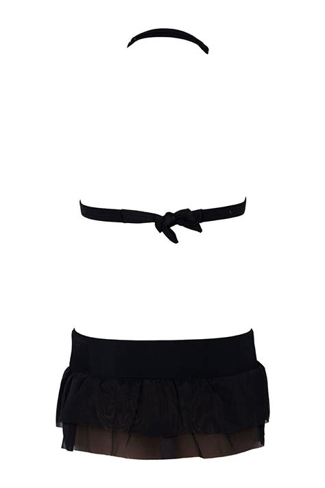 Aztek Tül Fırfır Sabit Etekli Bikini