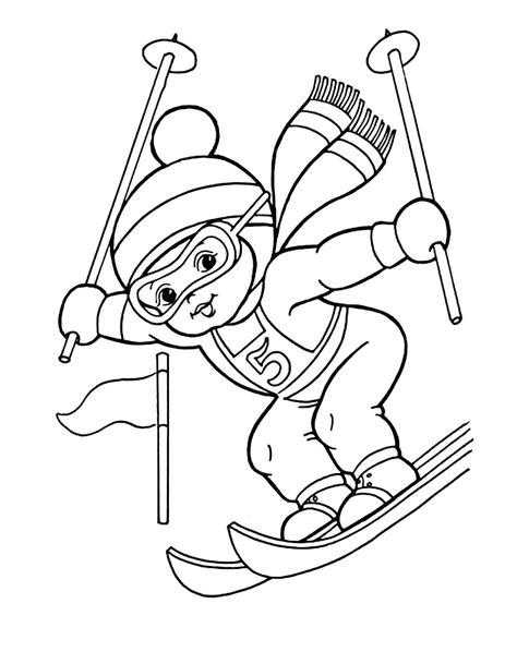 Coloriage Petit Garçon de Ski télécharger et imprimer gratuit sur