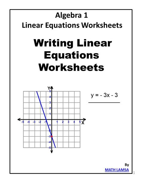 Write The Equation From Each Line Writing Linear Equations Worksheets Made By Teachers