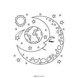 Coloriage Lune Et Plan Tes Gratuit Imprimer T Te Modeler