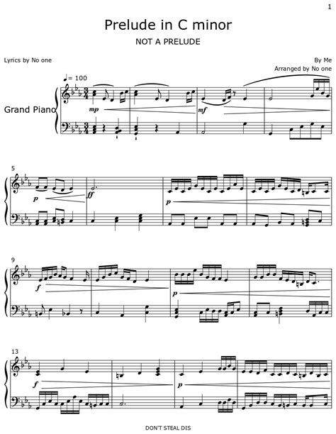 Prelude In C Minor Sheet Music For Piano