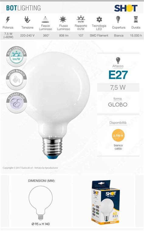 Acquista Lighting Lampadina Led E W Globo G