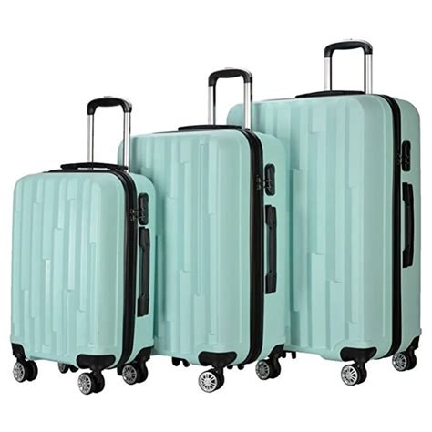 3 Pieces Spinner Wheels Luggage Sets Rolling Trolley Bag Hardside ...