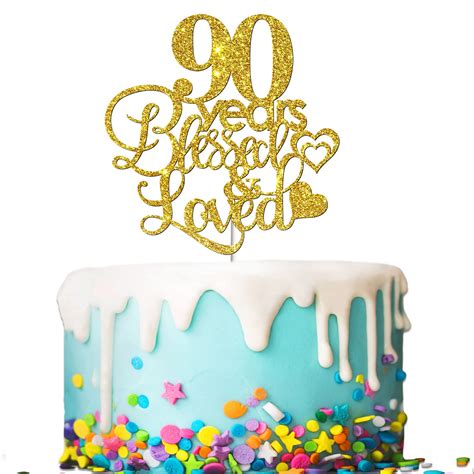 Buy Tenhaisi Gold Glitter Years Blessed Loved Cake Topper Th