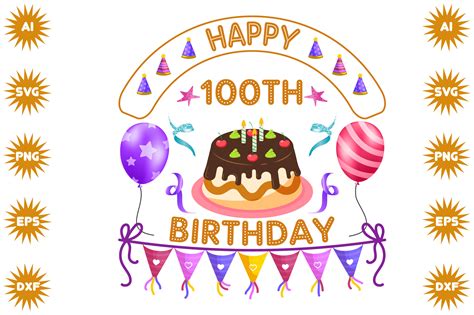 Happy 100th Birthday Graphic By Brenbox · Creative Fabrica