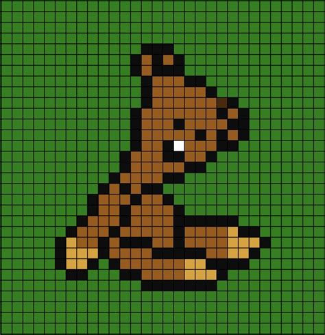 A Pixel Art Template Of The Cartoon Teddy From Mr Bean Easy Pixel Art