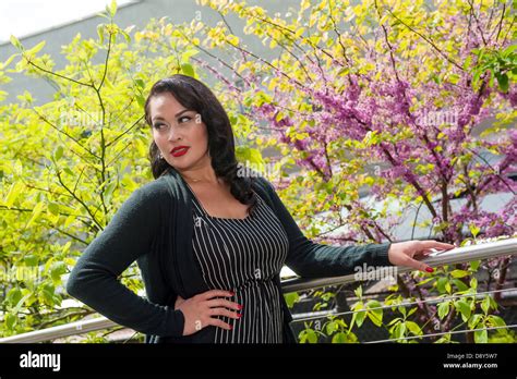 Attractive Brunette On High Line New York Stock Photo Alamy