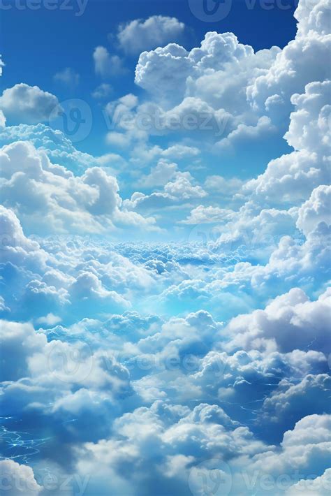 Blue Sky Above With Clouds Depth Dynamic Beautiful Sky Ai Generative