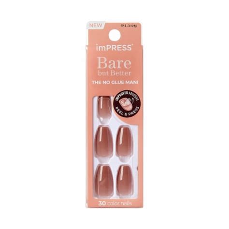 Kiss Impress No Glue Mani Press On Nails Color Flare Beige Med Coffin 30 Ct 30 Ct Fred Meyer