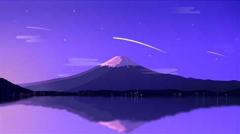 Mount Fuji Minimal 4K Wallpaper Game art Phú sĩ Phong cảnh