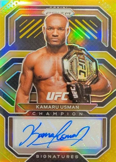 Kamaru Usman 2021 Prizm UFC CS KUS Champion Signatures Gold 10 PSA