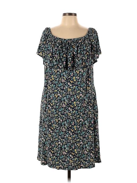 Lane Bryant Floral Multi Color Blue Casual Dress Size 18 20 Plus