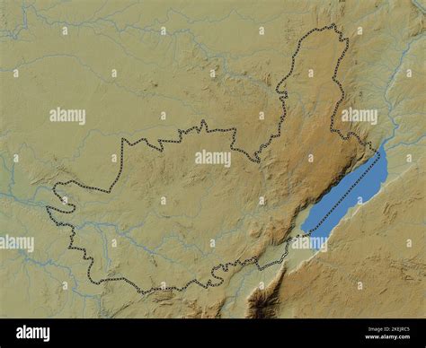 Ituri Province Of Democratic Republic Of The Congo Colored Elevation Map With Lakes And Rivers