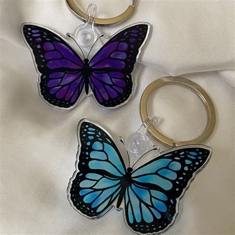 Llaveros Mariposa Encantos Azul P Rpura Etsy