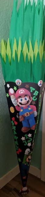 SCHULTÜTE ZUCKERTÜTE SUPER Mario Wunschname Einschulung Jungen schwarz