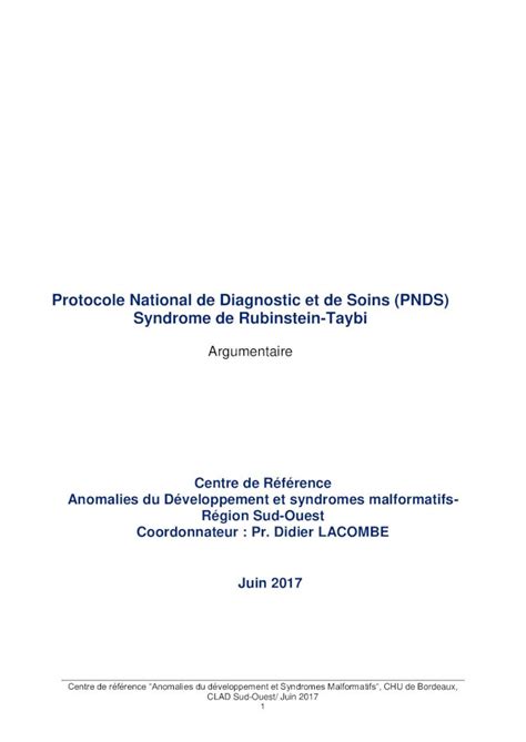 PDF Protocole National De Diagnostic Et De Soins PNDS Anddi Rares