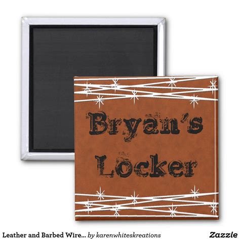 Leather And Barbed Wire Personalized Locker Magnet Zazzle Locker