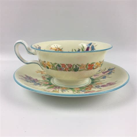 Wedgwood Prairie Flowers Footed Tea Cup And Saucer Marked W1758 England