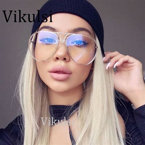 Luxury Rimless Clear Lens Aviation Sunglasses Women Men Brand Designer