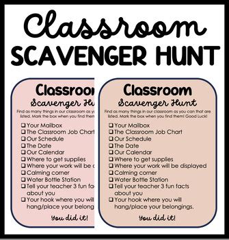 Classroom Scavenger Hunt BOHO Nude Colors Black White TPT