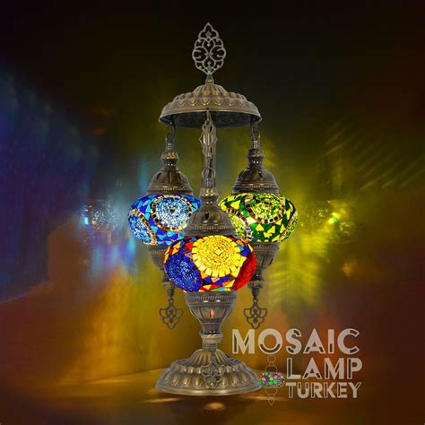 Colorful 3 Globes Turkish Bedside Lamp Turkish Desk Lamp Colorful