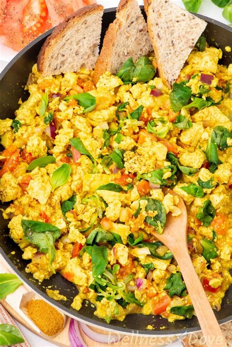 Quick Curried Tofu Vegan Egg Scramble Wellnessdove