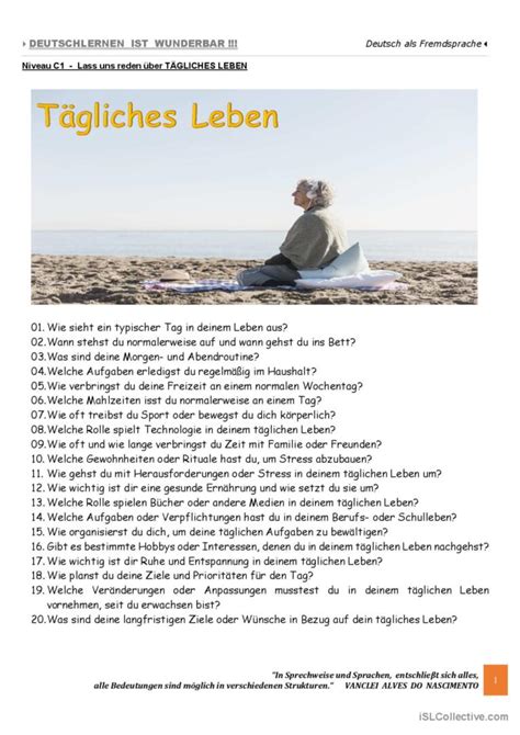 C1 Lass uns reden über Tägliches L Deutsch DAF Arbeitsblätter pdf doc