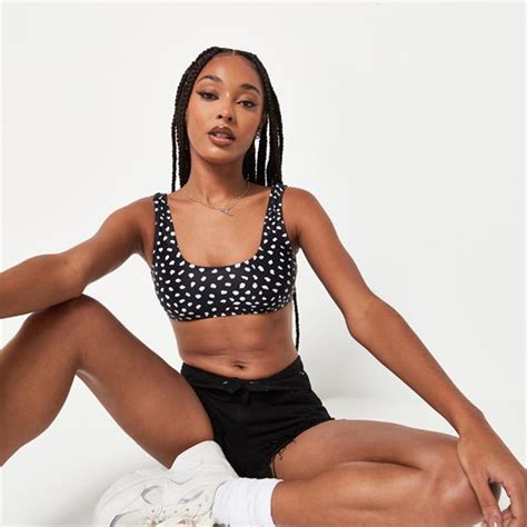 Missguided Minimal Scoop Neck Bikini Top Black Sportsdirect