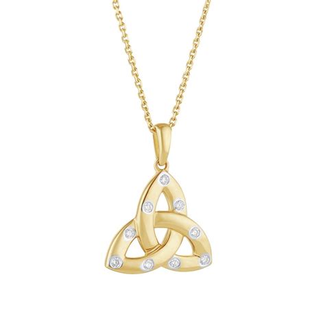 K Gold Diamond Trinity Knot Necklace Claddaghrings