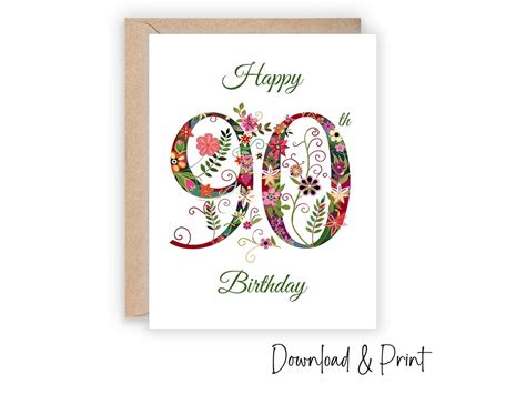 Printable Happy 90th Birthday Card, Wish a Special Happy 90th Birthday ...