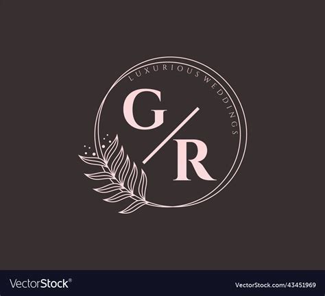 Gr Initials Letter Wedding Monogram Logos Vector Image