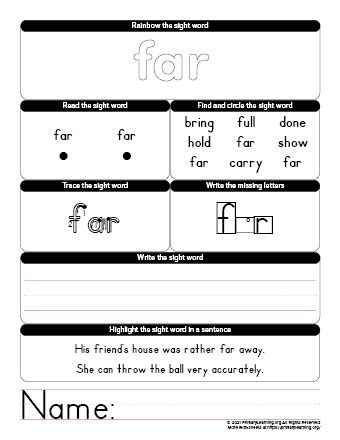 sight word worksheet primarylearningorg