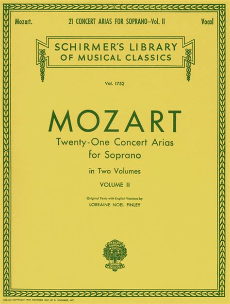 21 Concert Arias For Soprano Volume Ii By Wolfgang Amadeus Mozart