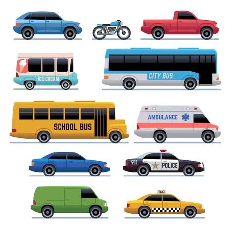 Iconos De Autos Transporte Público De La Ciudad De Autobuses