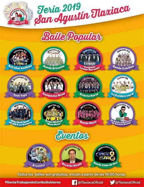 Esta es la Cartelera Oficial de la Feria San Agustín Tlaxiaca 2019