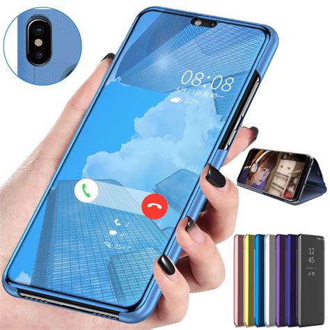 Funda De Cuero Con Espejo Inteligente Para Huawei P Smart 2018 FIG LX1