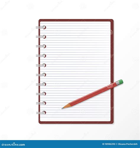 A Vector Icon Of Open Notepad In A Line And A Pencil 3d Realist Stock