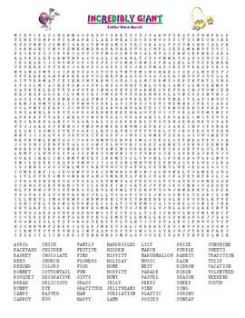 Easter Word Search Giant Edition To Keep Em Busy By Ace Up Your Sleeve