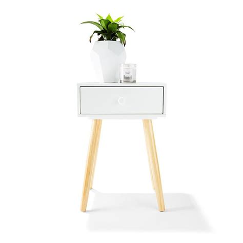 2 Toned Side Table With Drawer White And Natural Kmart Side Table