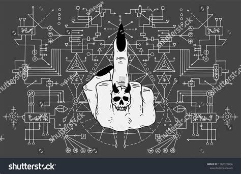 Fuck Off Finger Against Sacred Geometry Stock Vector Royalty Free 1182326866 Shutterstock