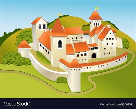 Cartoon Old Town Royalty Free Vector Image Vectorstock