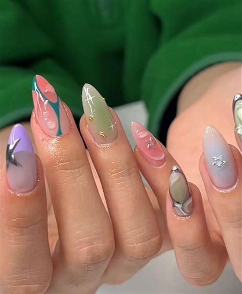 Pin By Lina On Nails In 2023 Hippie Nails Pastel Nails Funky Nails