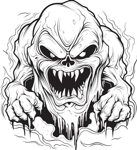 Premium Vector Obsidian Nightmare Creepy Lineart Monster Illustration