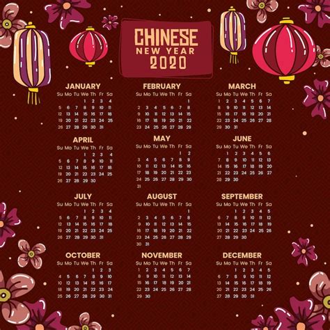 Free Vector | Hand drawn chinese new year calendar