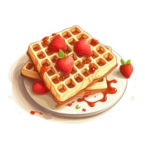 Realistic Vector Waffles With Syrup And Caramel Environmental