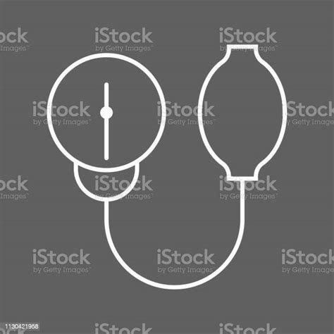 Bloeddruk Meting Lineaire Pictogram Vector Bloeddrukmeter Wit