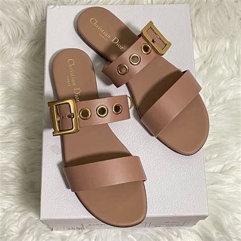 Dior Shoes Christian Dior Calfskin Ddior Slide Sandals 38 Rose De Vents Poshmark