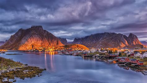 Images Lofoten Norway Reine Mountain Bay Marinas Evening X