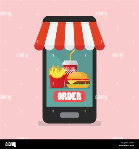 Order Fast Food Online Concept Vector Illustration Stock Vector Image