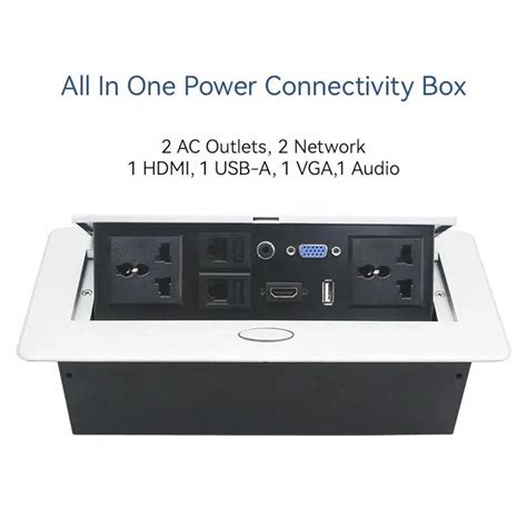 Hydraulic Pop Up Box Cable Cubby With HDMI Audio Lan USB And Power